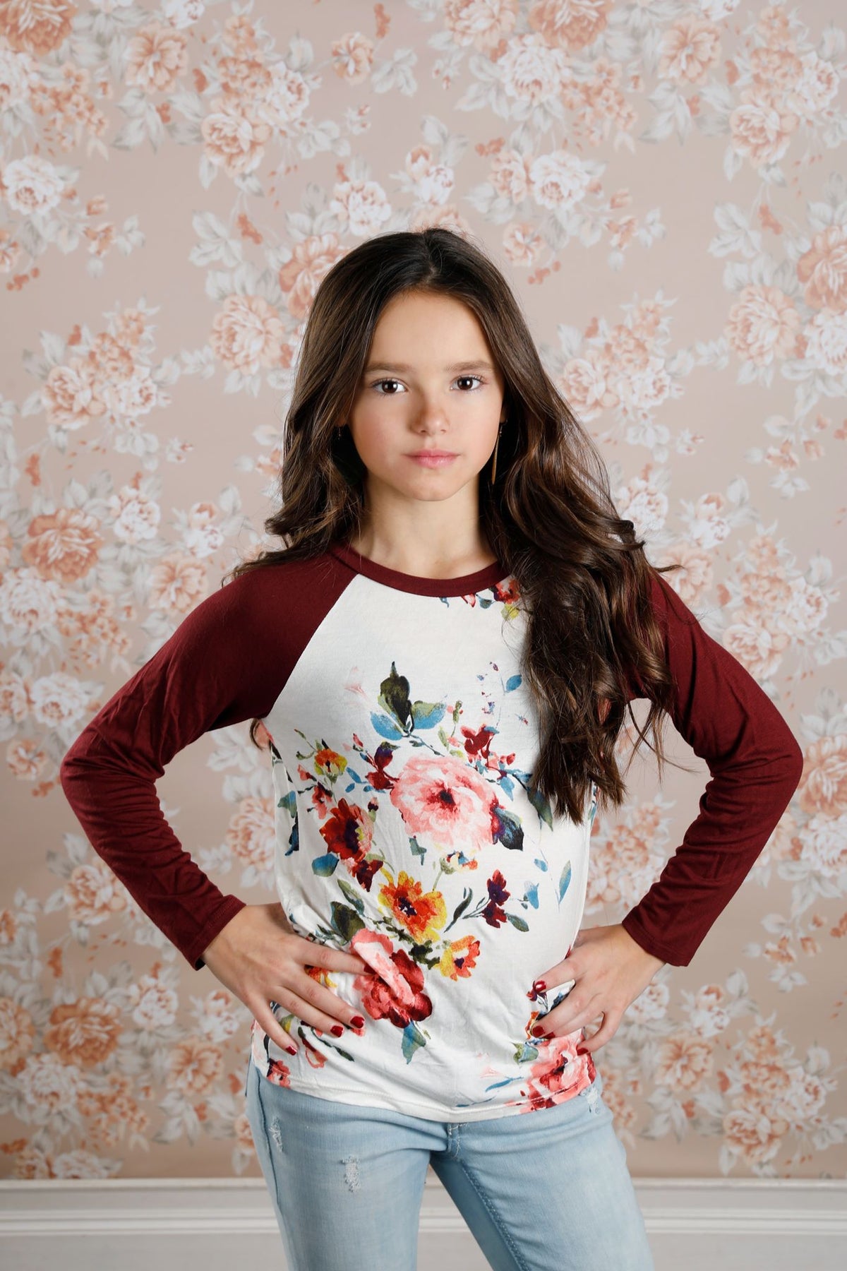 W&amp;W Floral Round Neck Top - 2 Colors