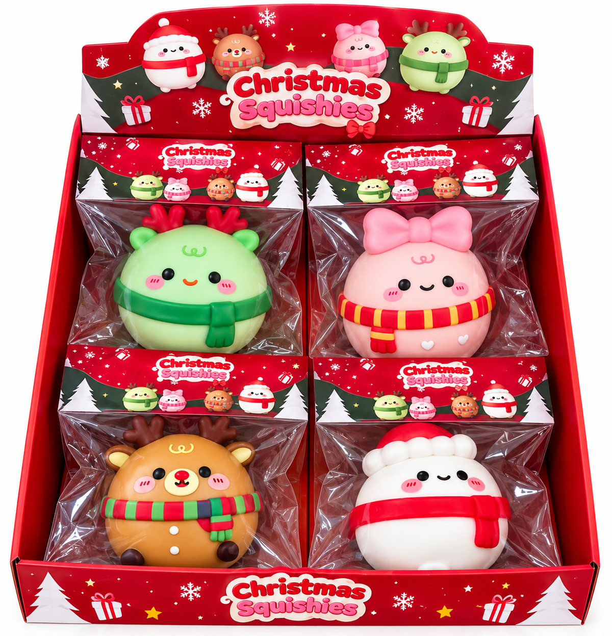 Christmas Squishy 4-Piece Bundle | 4" Holiday Sensory Toys