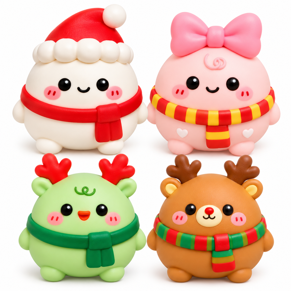 Christmas Squishy 4-Piece Bundle | 4" Holiday Sensory Toys