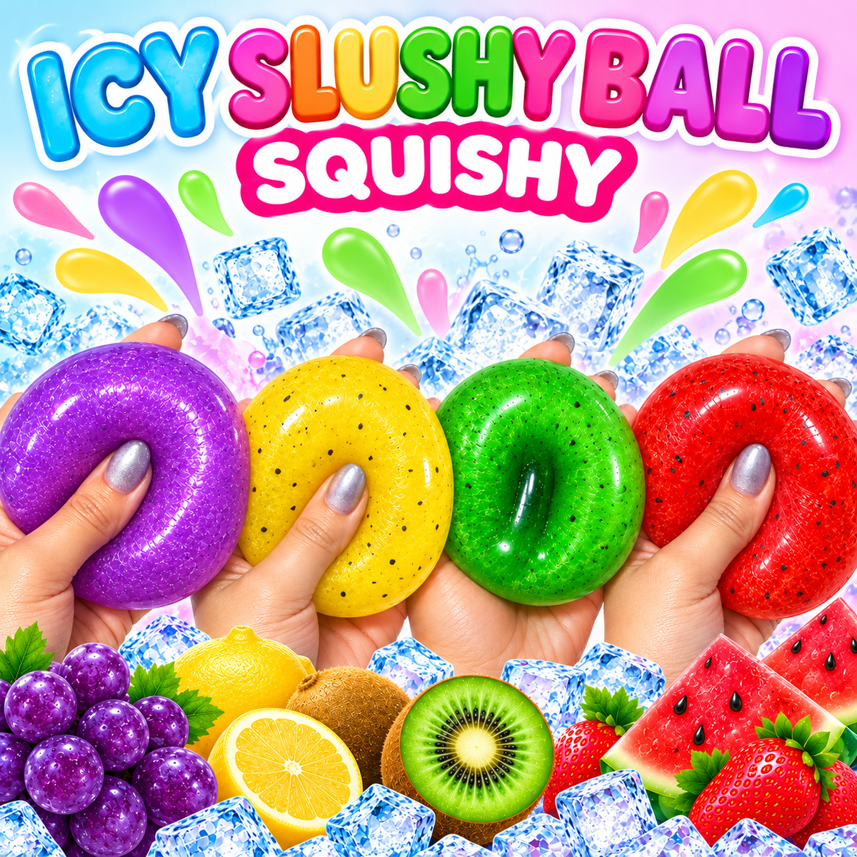 Icy Slushy Ball Squishy | Sensory Squeeze Toy – Single or Set of 3
