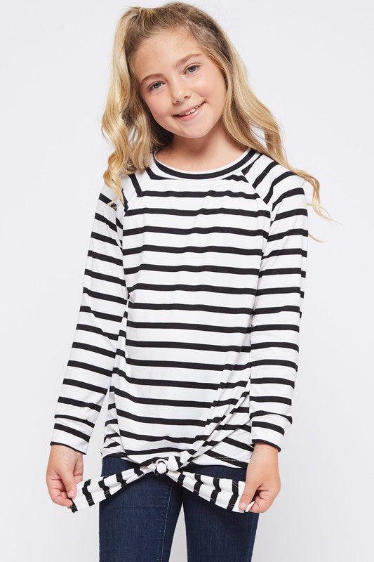 W&amp;W Stripe Tied Tunic Top Ivory / Black