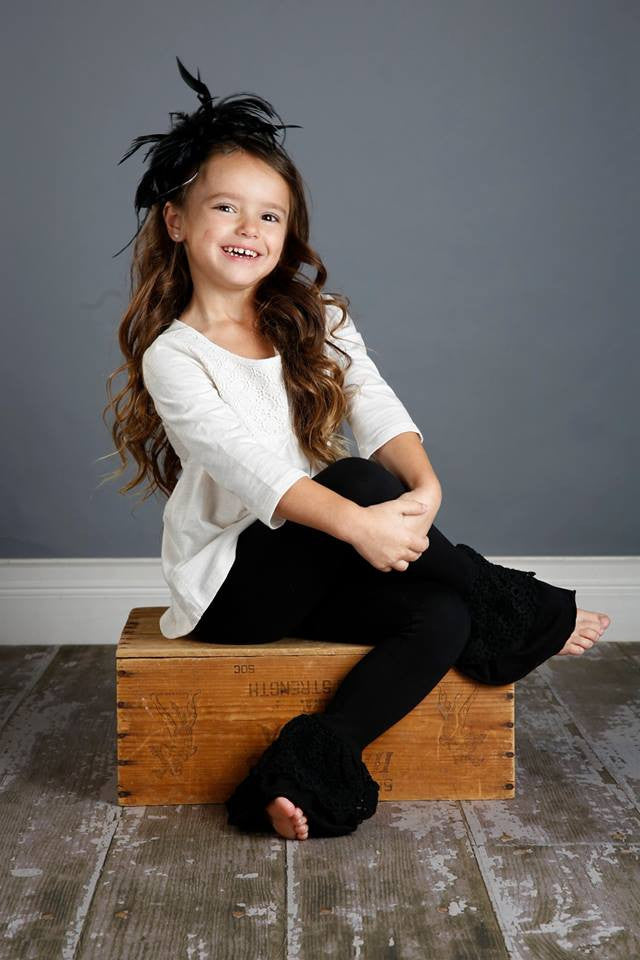 Vintage Lace Ruffle Pants - Black - Pearls and Piggytails