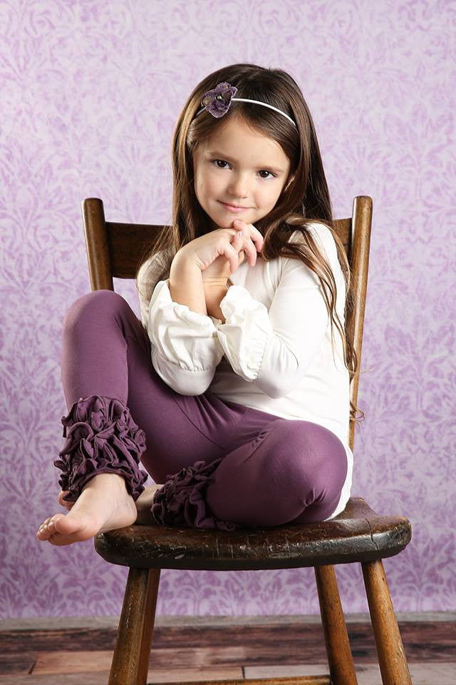 PREORDER Icing Ruffle Leggings - Eggplant - Pearls and Piggytails