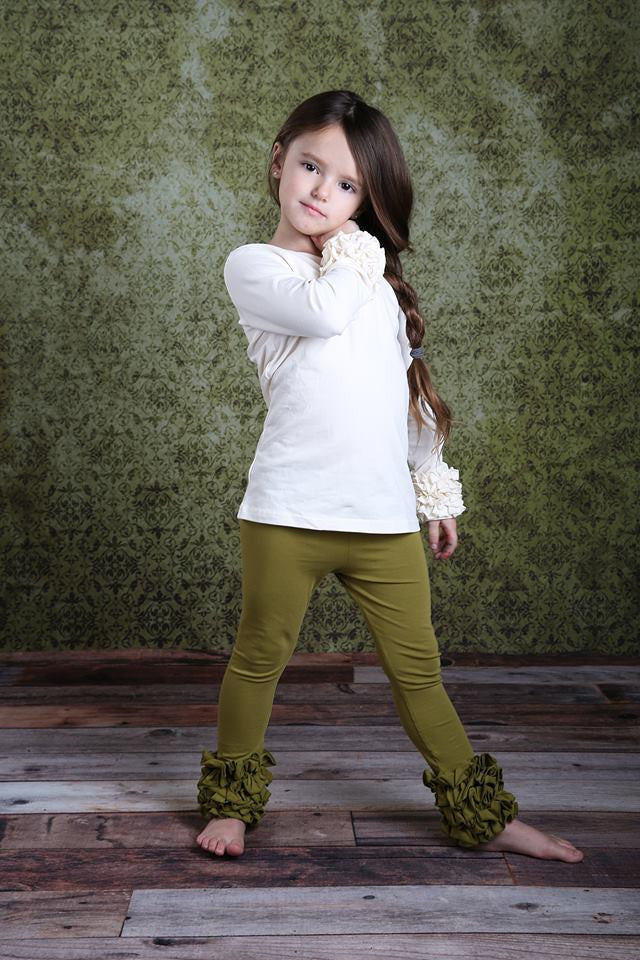 PREORDER Icing Ruffle Leggings - Herb - Pearls and Piggytails