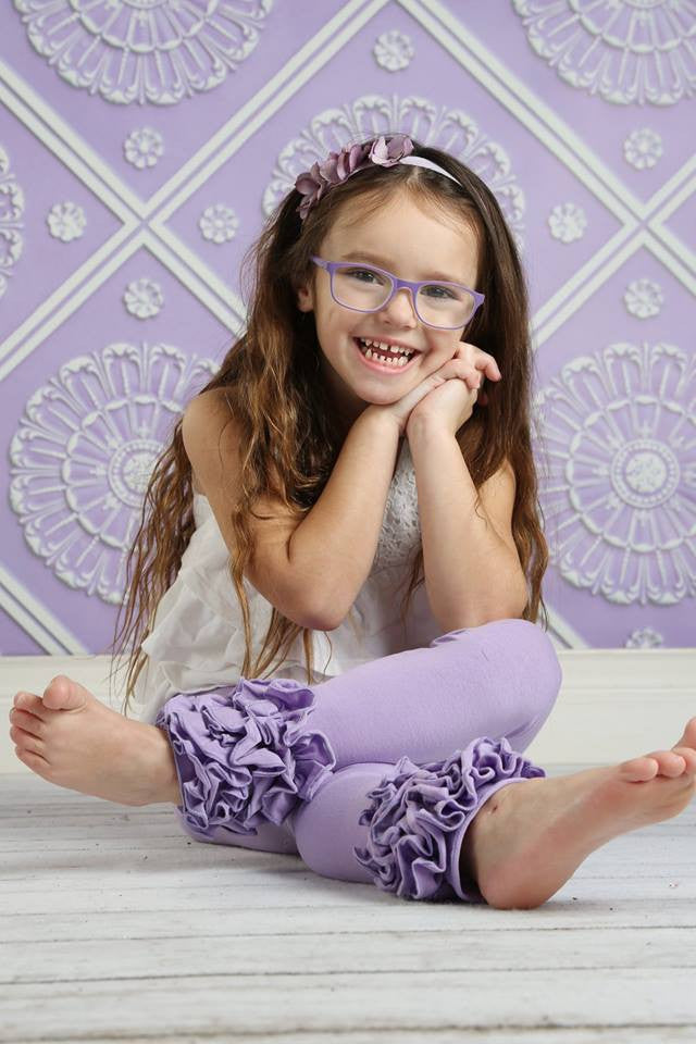 PREORDER Icing Ruffle Leggings - Purple - Pearls and Piggytails