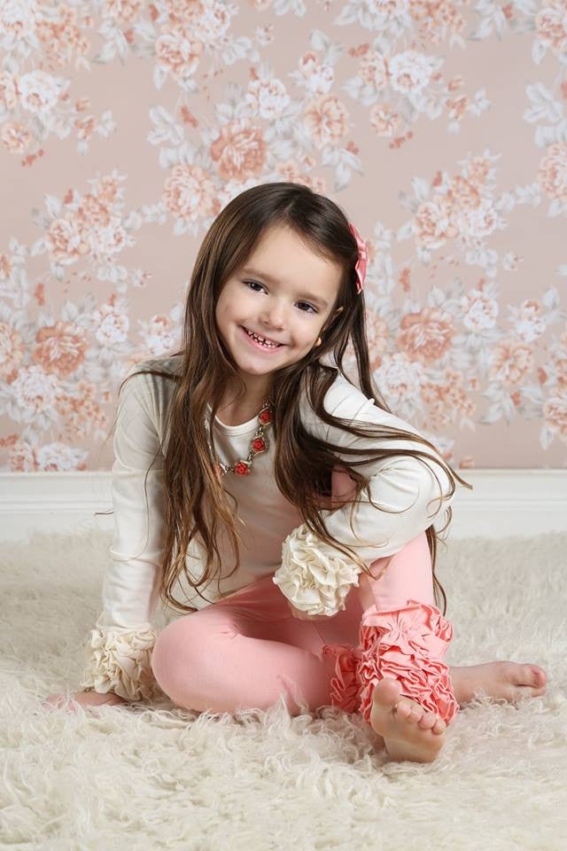 PREORDER Icing Ruffle Leggings - Peach - Pearls and Piggytails