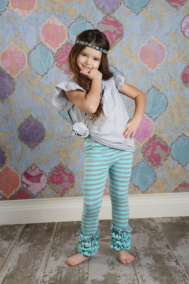 Icing Ruffle Leggings - Cloudy Skies - Pearls and Piggytails