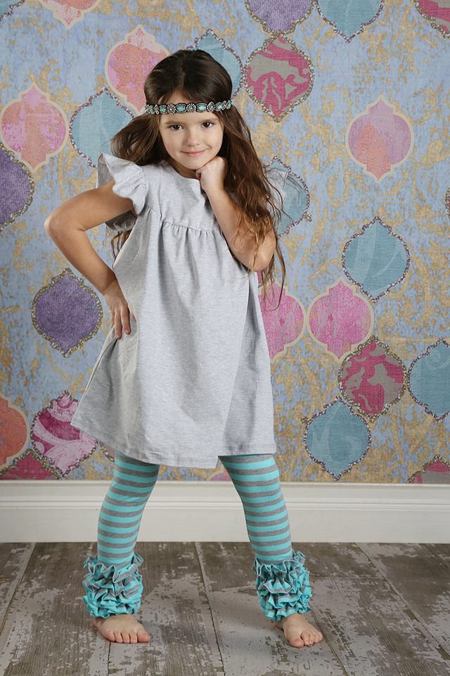 Icing Ruffle Leggings - Cloudy Skies - Pearls and Piggytails