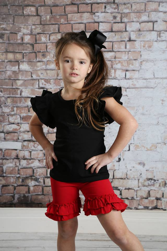 Ruffle Shortie - Red - Pearls and Piggytails