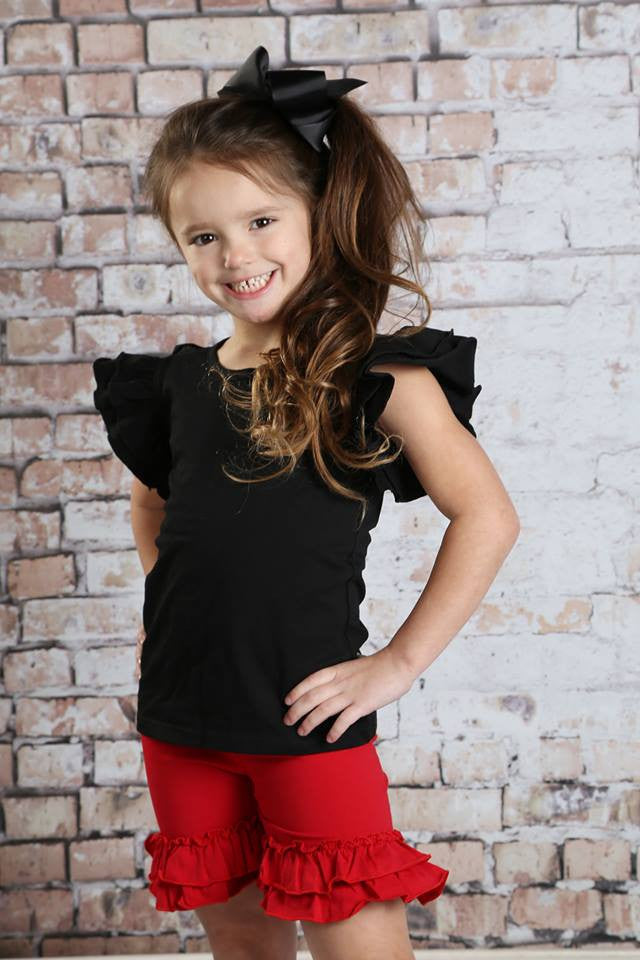 Ruffle Shortie - Red - Pearls and Piggytails