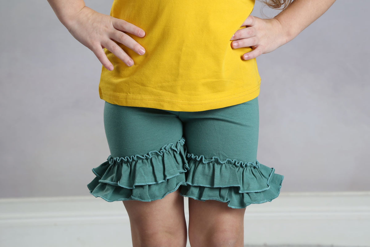 Ruffle Shortie - Teal - Pearls and Piggytails