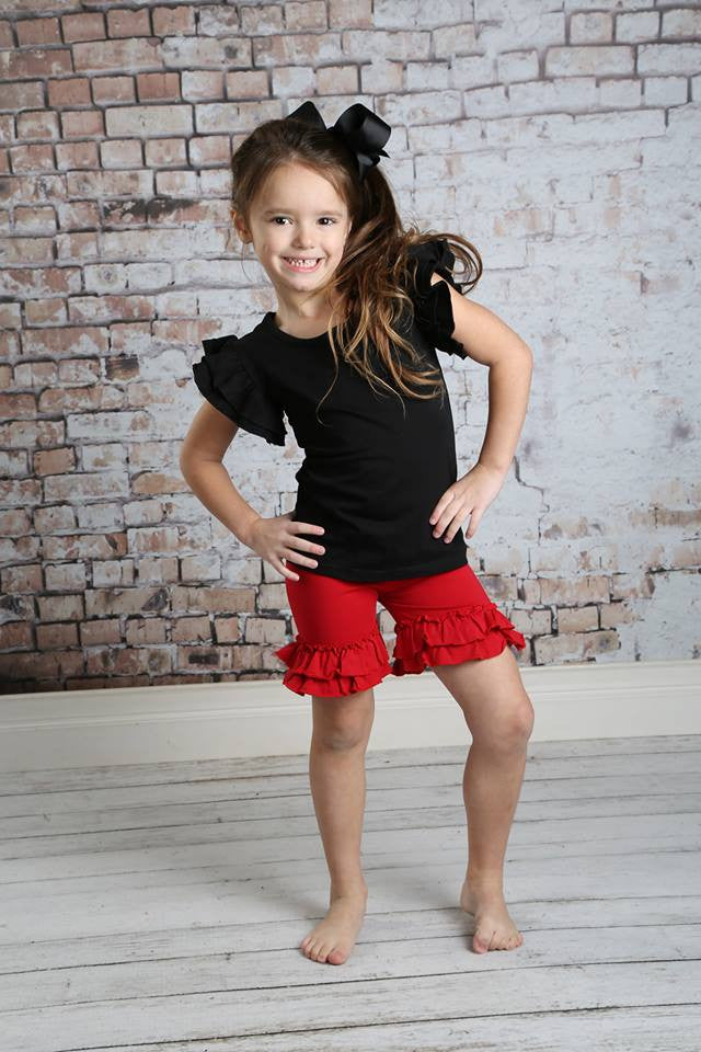 Ruffle Shortie - Red - Pearls and Piggytails