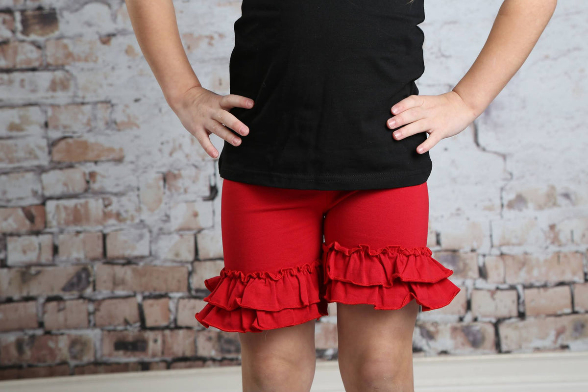 Ruffle Shortie - Red - Pearls and Piggytails
