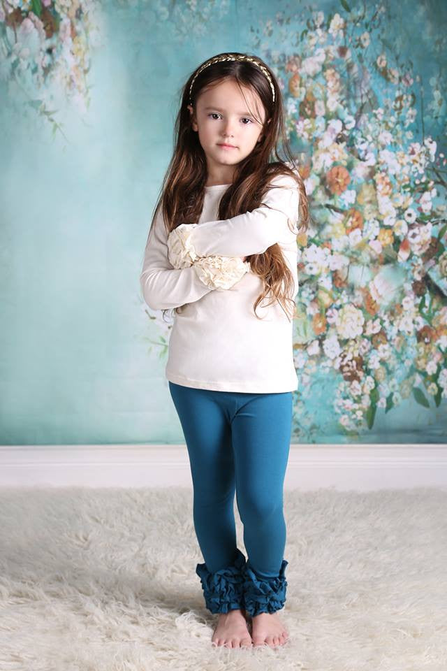 PREORDER Icing Ruffle Leggings - Jade - Pearls and Piggytails