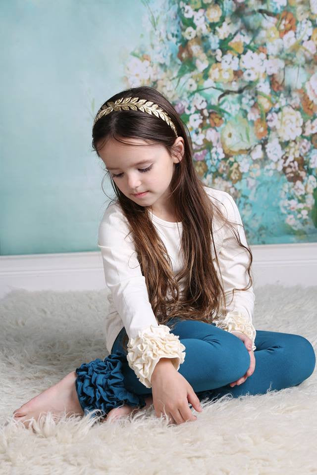 PREORDER Icing Ruffle Leggings - Jade - Pearls and Piggytails