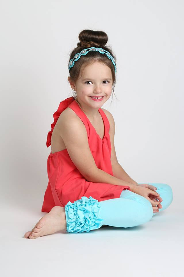 Icing Ruffle Leggings - Aqua - Pearls and Piggytails