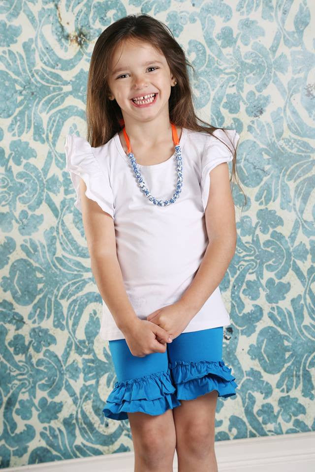 Ruffle Shortie - Sapphire - Pearls and Piggytails