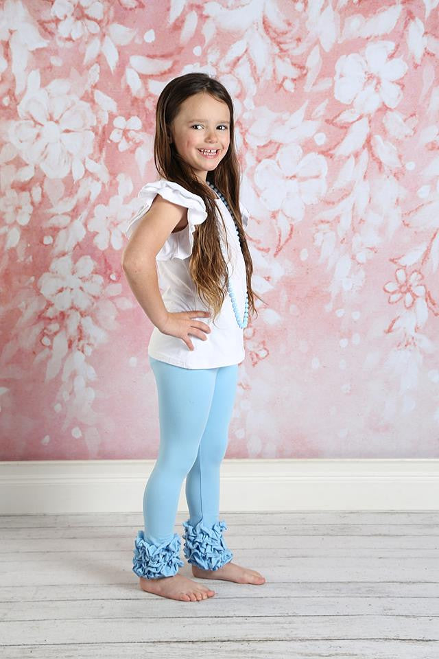Icing Ruffle Leggings - Light Blue - Pearls and Piggytails