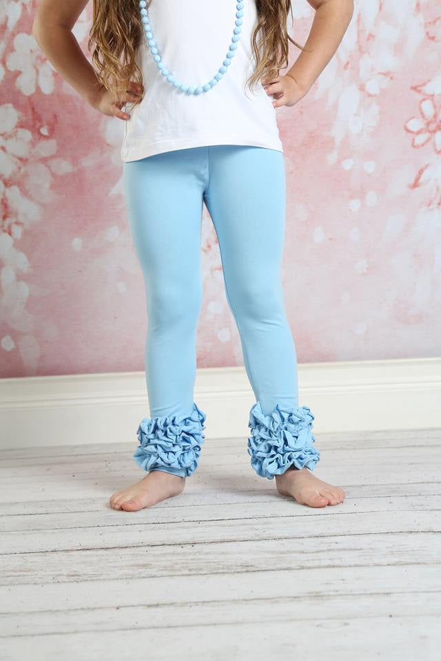 Icing Ruffle Leggings - Light Blue - Pearls and Piggytails