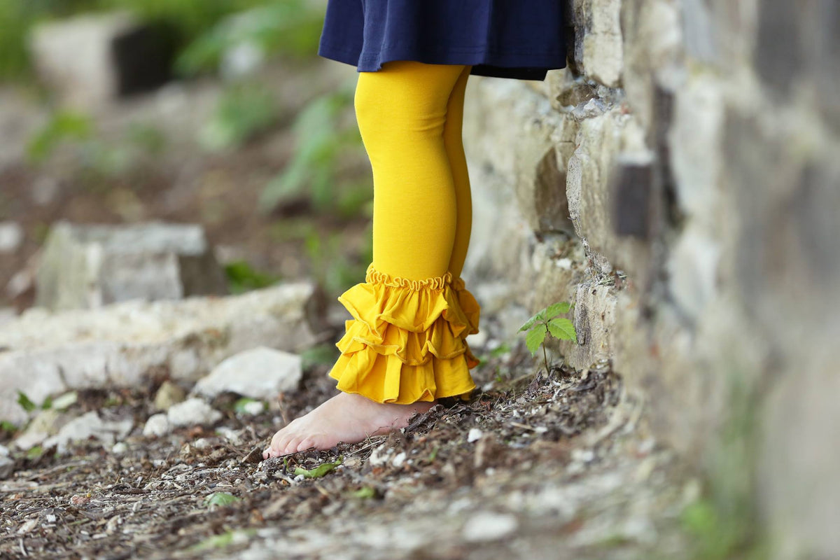 Bella Triple Ruffle Pants - Mustard - Pearls and Piggytails