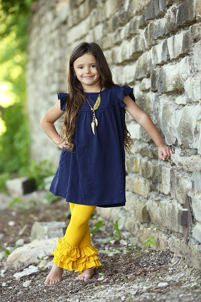 Bella Triple Ruffle Pants - Mustard - Pearls and Piggytails