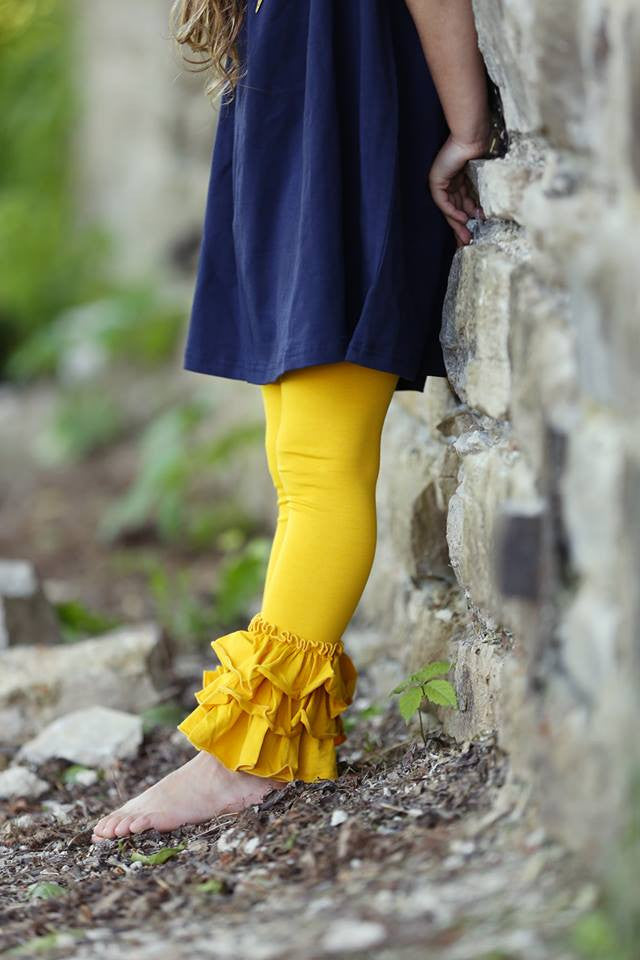 Bella Triple Ruffle Pants - Mustard - Pearls and Piggytails