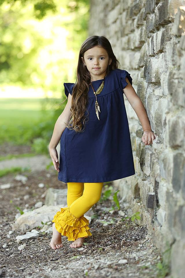 Bella Triple Ruffle Pants - Mustard - Pearls and Piggytails