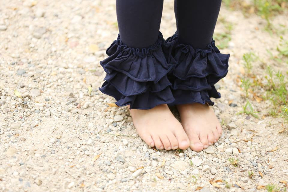 Bella Triple Ruffle Pants - Midnight - Pearls and Piggytails