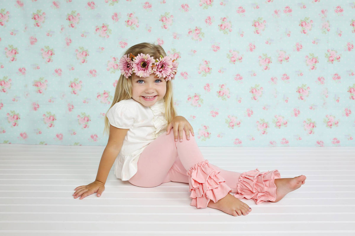Bella Triple Ruffle Pants - Peach - Pearls and Piggytails