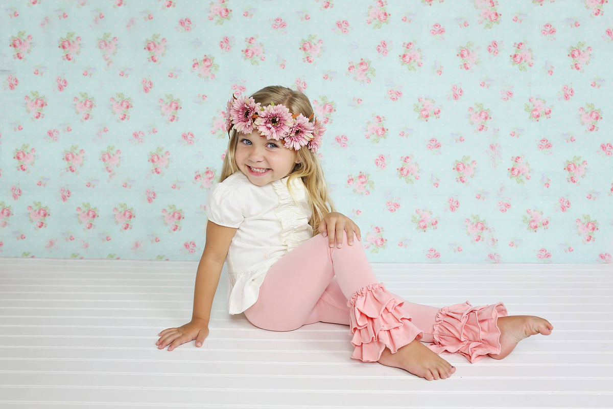Bella Triple Ruffle Pants - Peach - Pearls and Piggytails