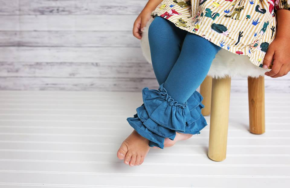 Bella Triple Ruffle Pants - Jade - Pearls and Piggytails