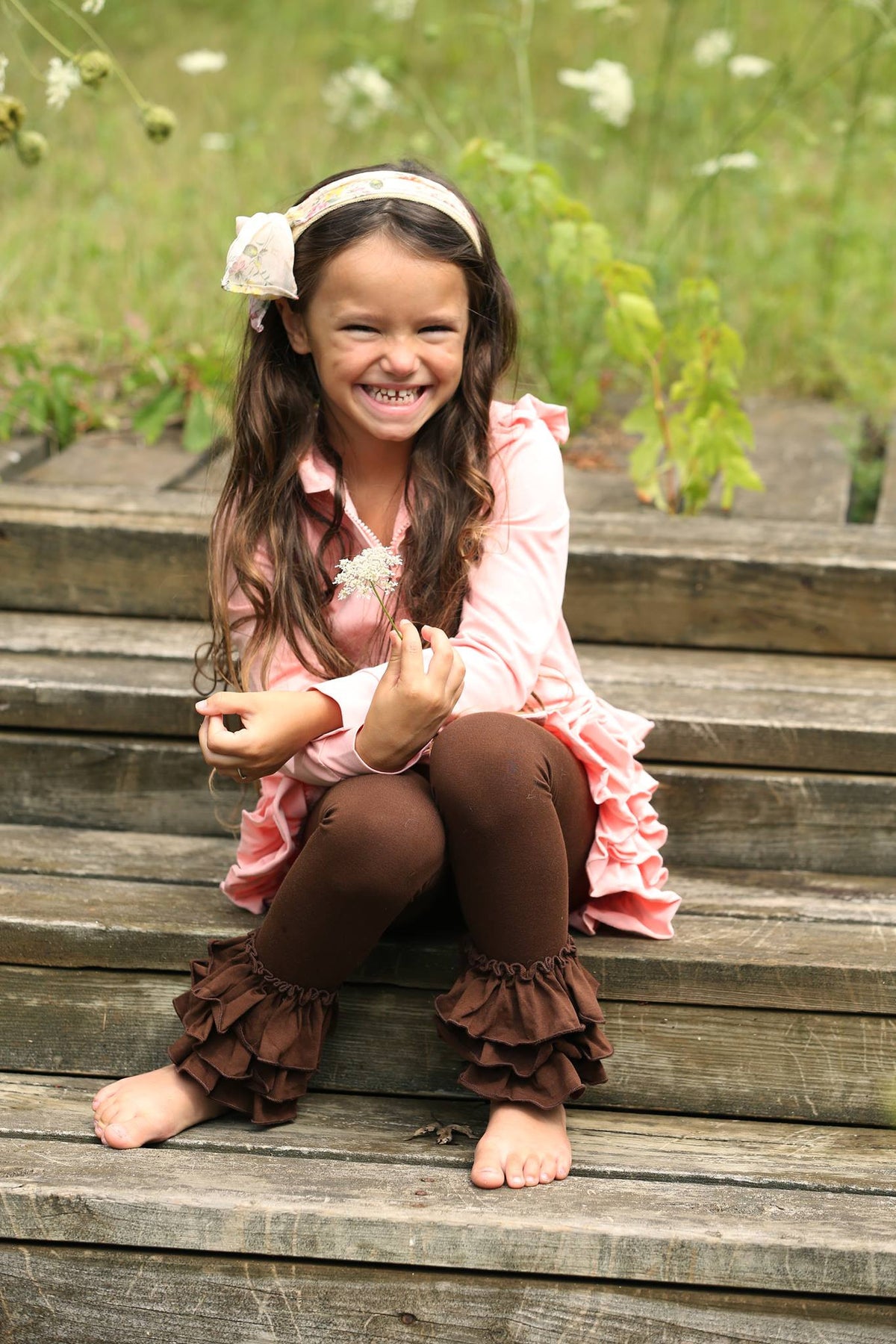 Bella Triple Ruffle Pants - Mocha - Pearls and Piggytails
