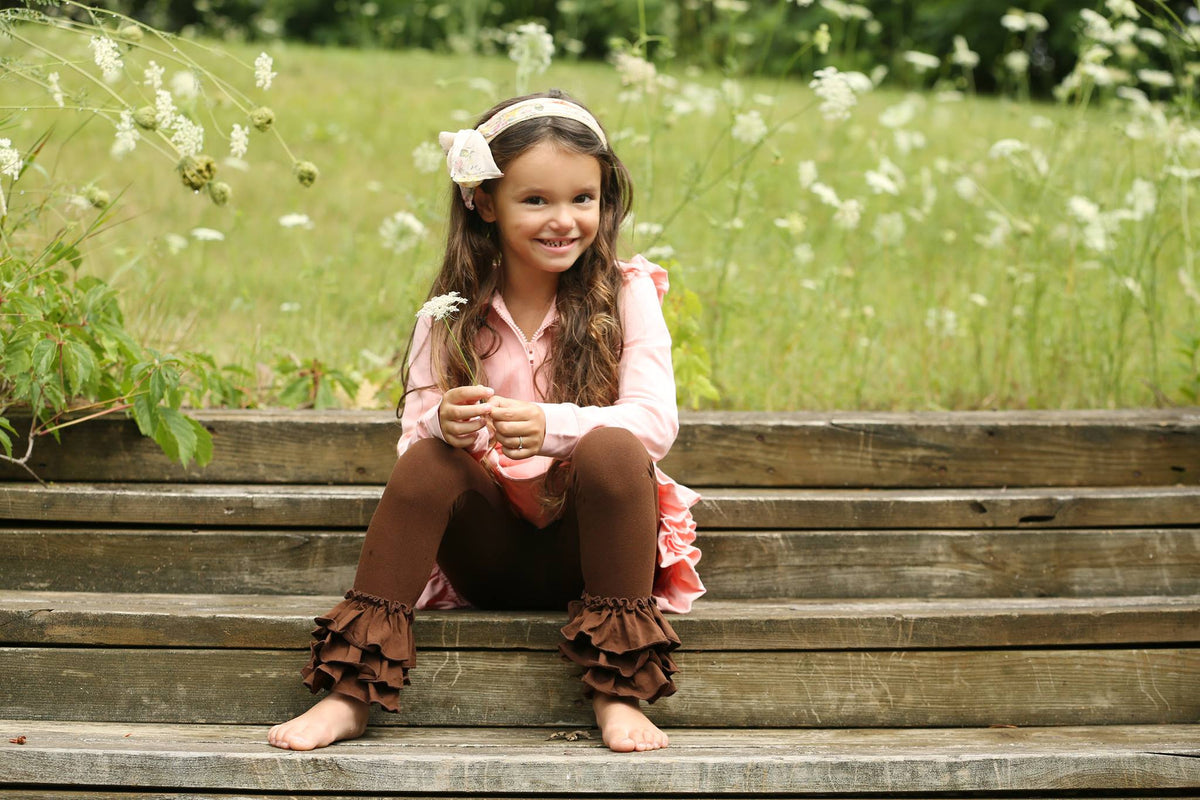 Bella Triple Ruffle Pants - Mocha - Pearls and Piggytails
