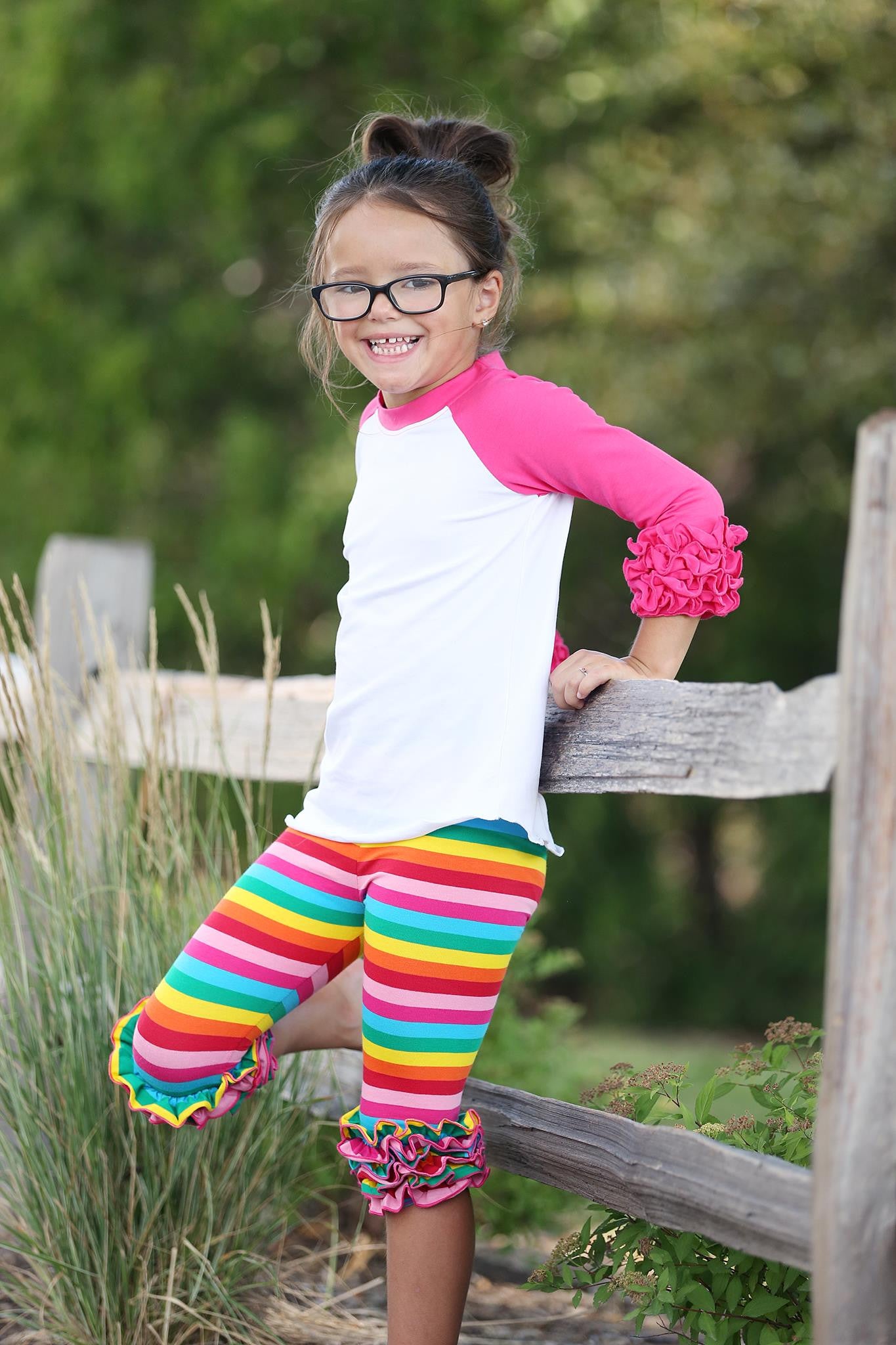 Capri Icing Leggings - Rainbow Stripe - Pearls and Piggytails