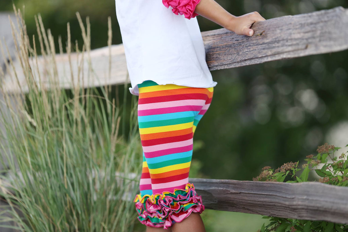 Capri Icing Leggings - Rainbow Stripe - Pearls and Piggytails