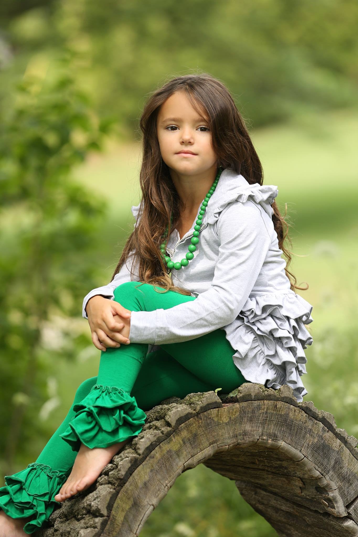 Bella Triple Ruffle Pants - Kelly - Pearls and Piggytails