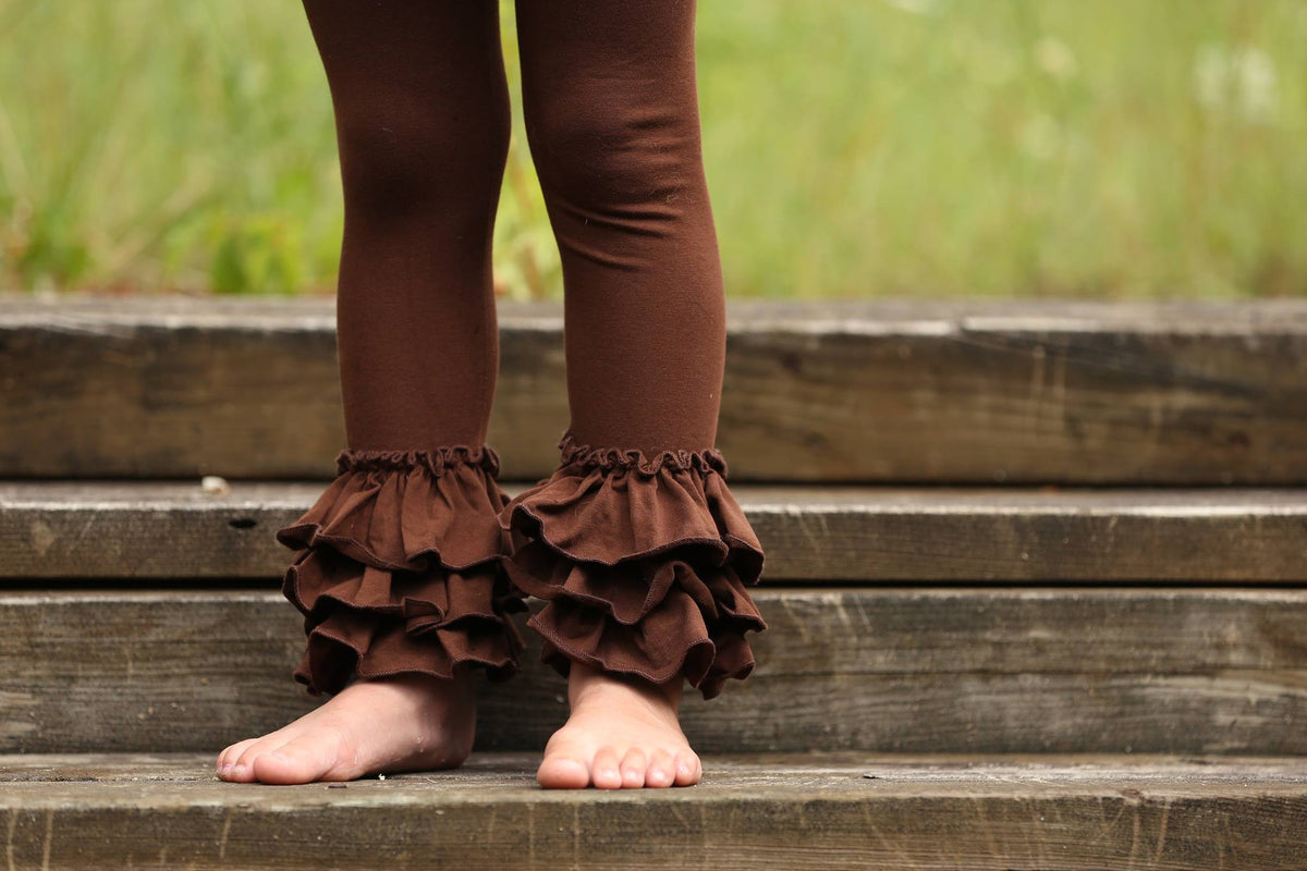 Bella Triple Ruffle Pants - Mocha - Pearls and Piggytails