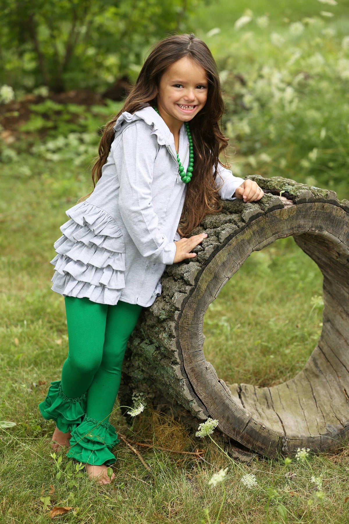 Bella Triple Ruffle Pants - Kelly - Pearls and Piggytails