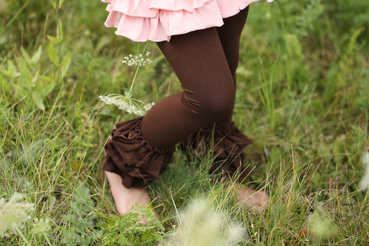 Bella Triple Ruffle Pants - Mocha - Pearls and Piggytails