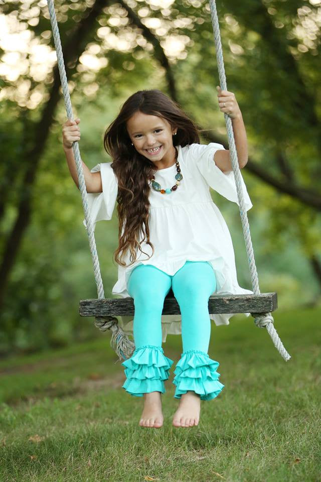 Bella Triple Ruffle Pants - Seamist - Pearls and Piggytails