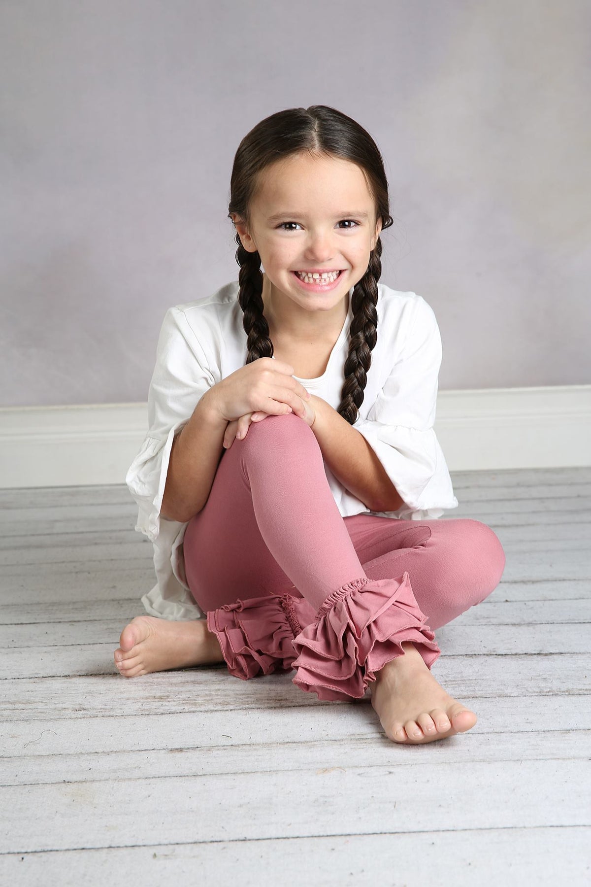 Bella Triple Ruffle Pants - Mauve - Pearls and Piggytails