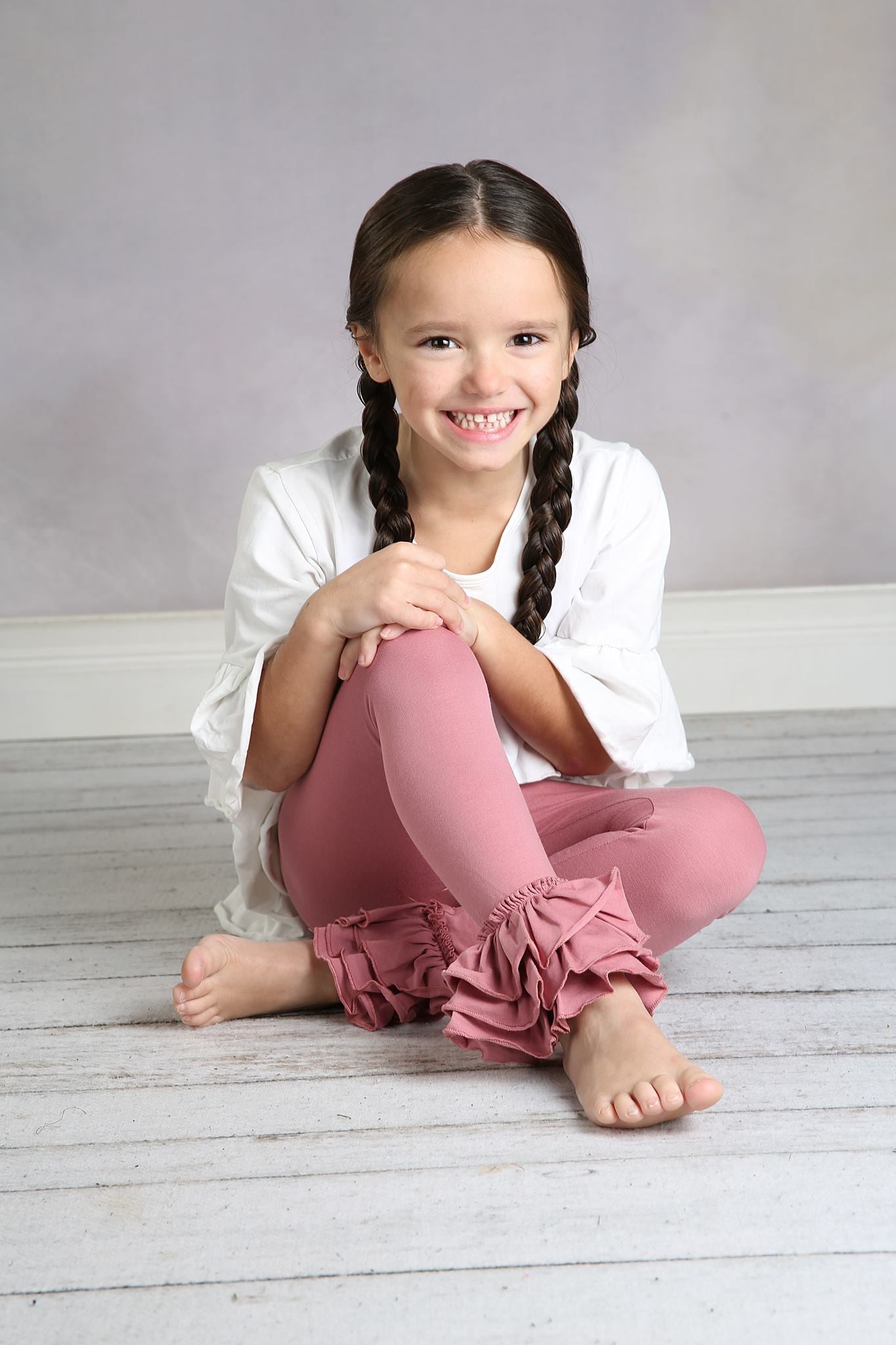 Bella Triple Ruffle Pants - Mauve - Pearls and Piggytails