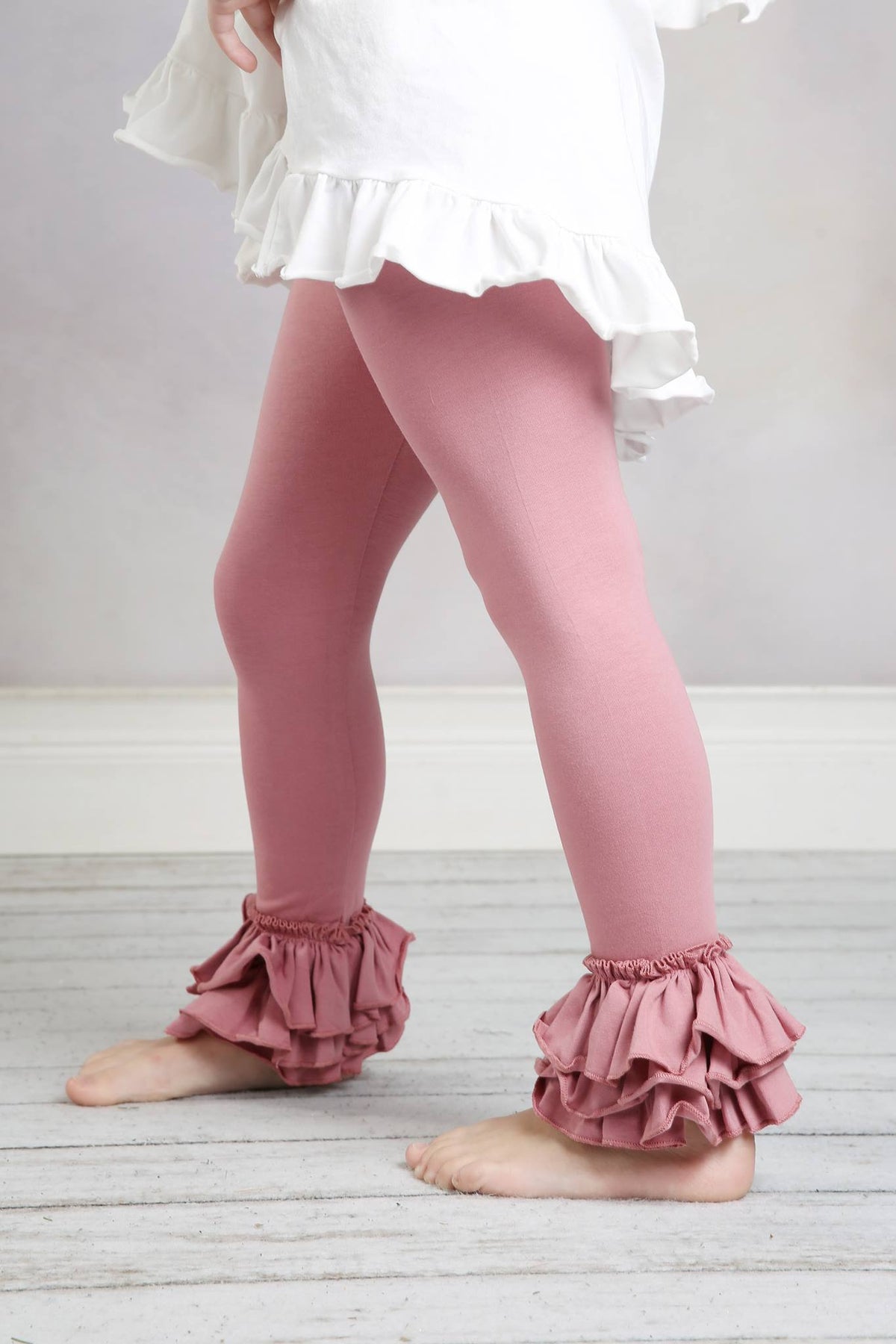 Bella Triple Ruffle Pants - Mauve - Pearls and Piggytails