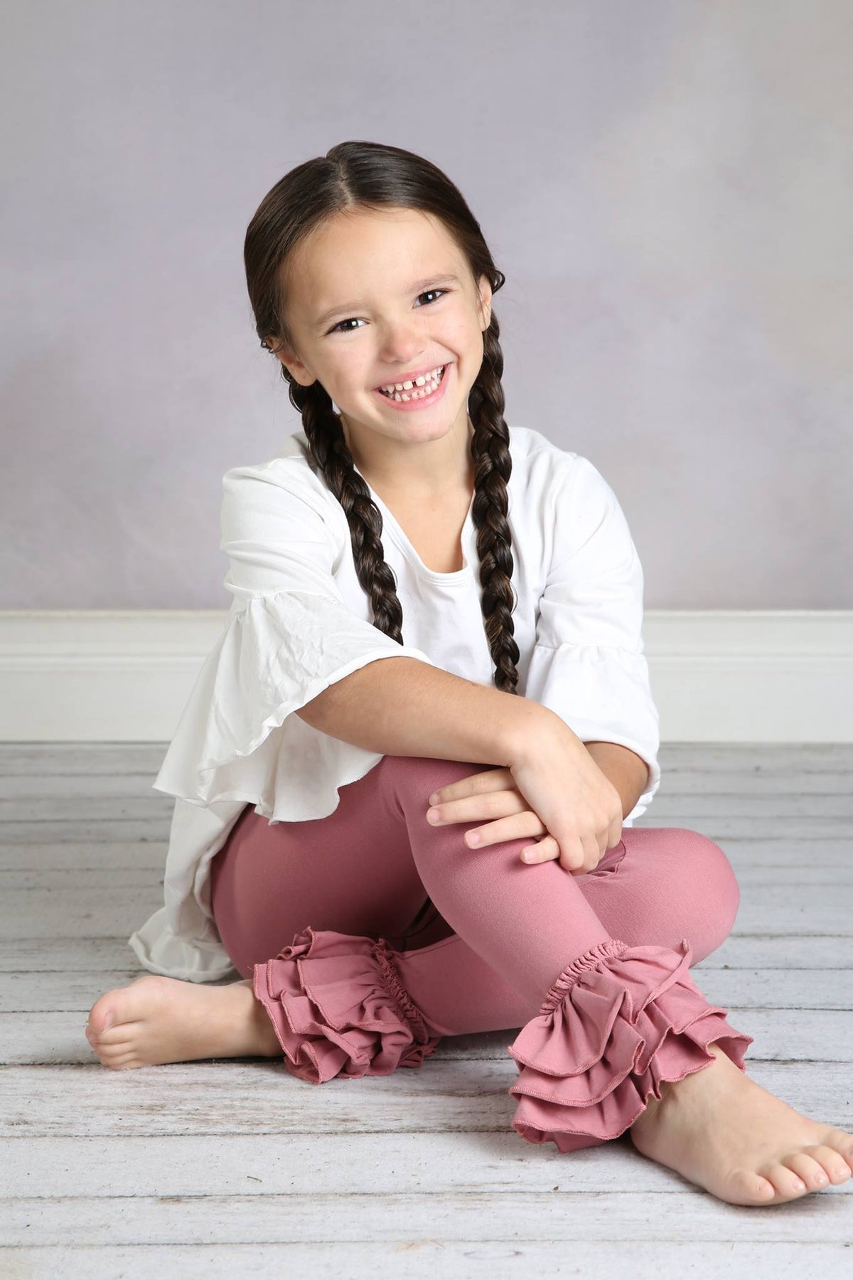 Bella Triple Ruffle Pants - Mauve - Pearls and Piggytails