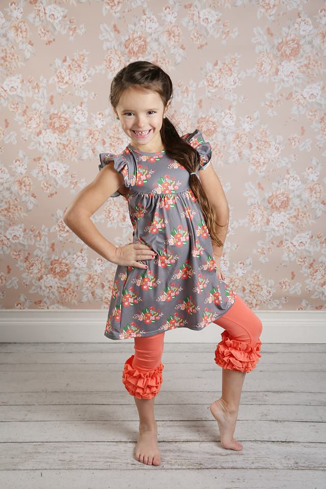 Capri Icing Leggings - Coral - Pearls and Piggytails