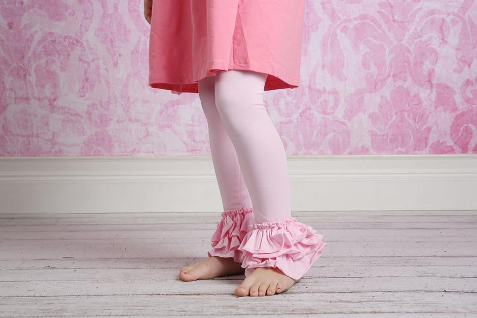 Bella Triple Ruffle Pants - Light Pink - Pearls and Piggytails