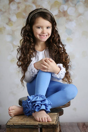 Bella Triple Ruffle Pants - Cornflower - Pearls and Piggytails