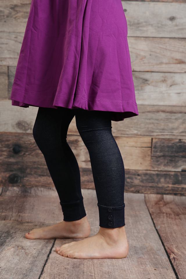 PREORDER Sutton Button Leggings - Denim - Pearls and Piggytails