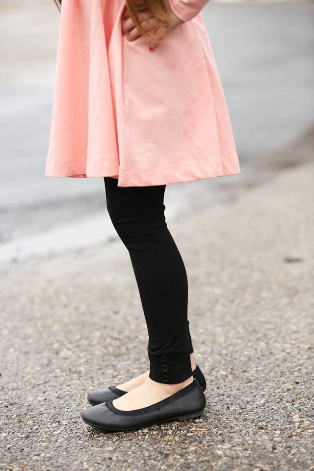 PREORDER Sutton Button Leggings - Black - Pearls and Piggytails