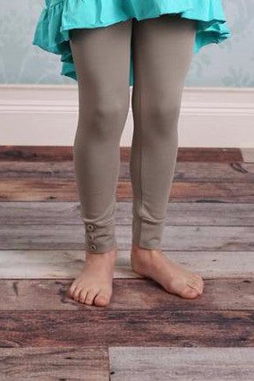 Sutton Button Leggings - Taupe - Pearls and Piggytails